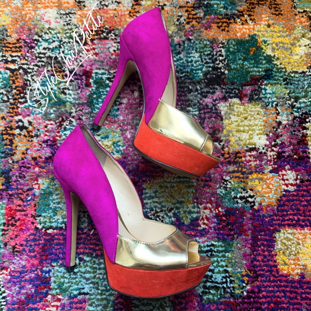 ENZO ANGIOLINI Platform Pump Color Block Fuchsia - Picture 1 of 3